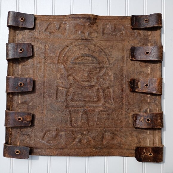 Angel Pazmino Tooled Leather Chair Seat Replacement Part Mexican Aztec Vintage - Picture 8 of 16